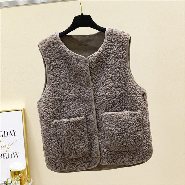 Ženski puhasti ležerni prsluk s gumbima i džepovima