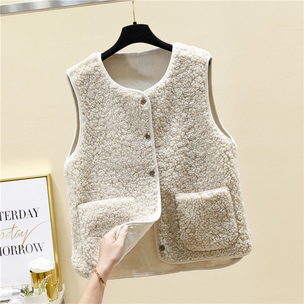 Ženski puhasti ležerni prsluk s gumbima i džepovima