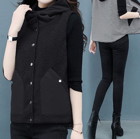 Moderna ženska vesta s kapuljačom i dva lica