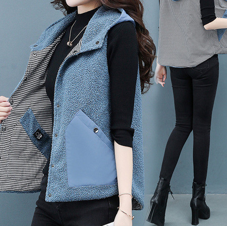 Moderna ženska vesta s kapuljačom i dva lica