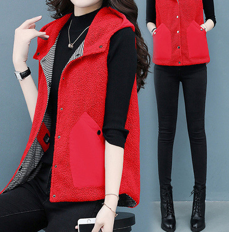 Moodne naiste vest kapuutsiga ja kahe näoga