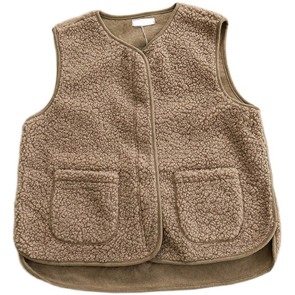 Ženski puhasti prsluk s džepovima i špic izrezom