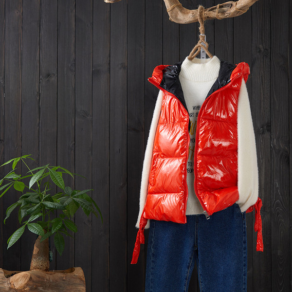 Naiste moodne mitmes värvitoonis kapuutsiga vest