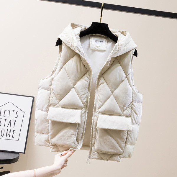 Moteriška kasdienė rudeninė liemenė su gobtuvu