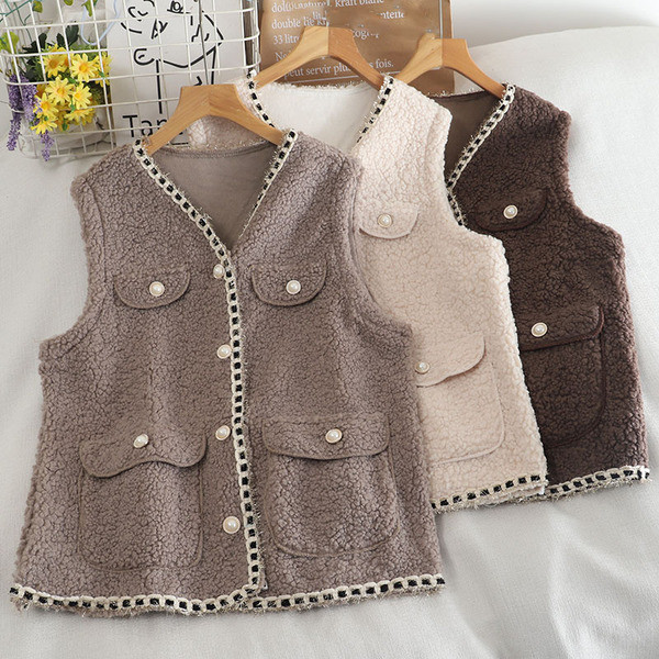 Moodne naiste vesti lai mudel V-kaelusega