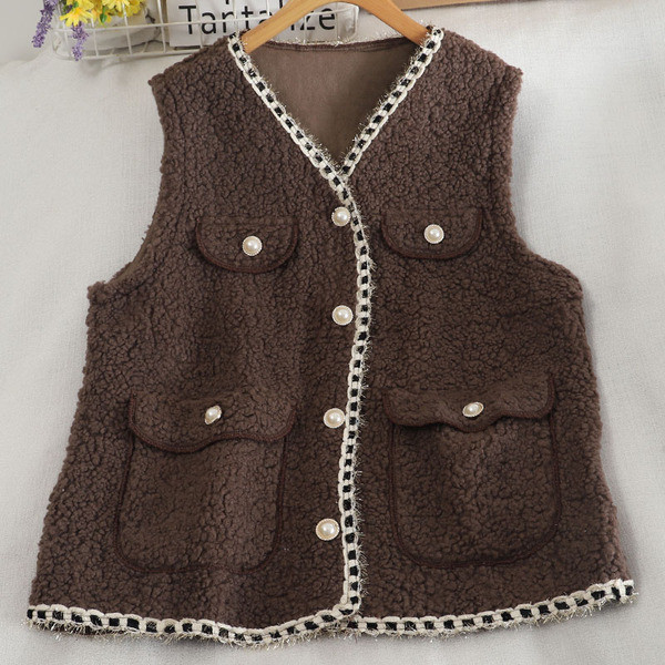 Moodne naiste vesti lai mudel V-kaelusega