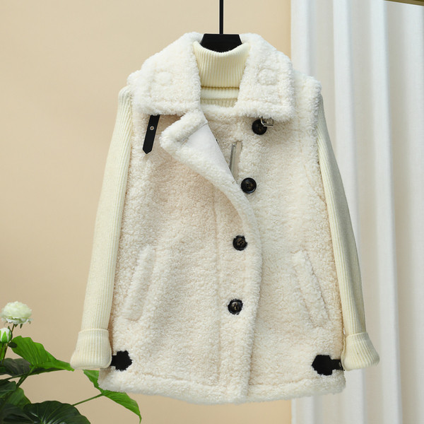 Moderna sieviešu veste ar špica kakla izgriezumu un kabatu