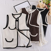 Ženski casual prsluk s gumbima i džepovima