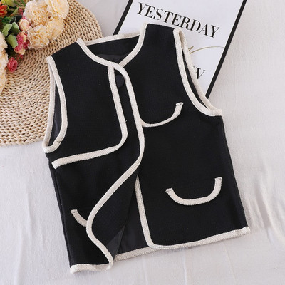 Ženski casual prsluk s gumbima i džepovima