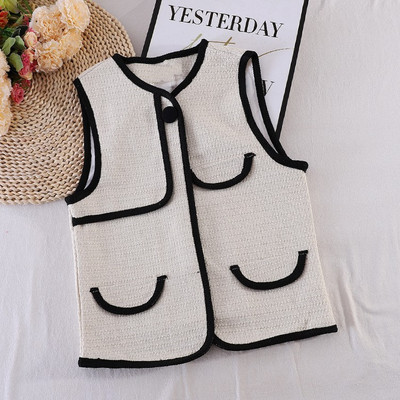 Ženski casual prsluk s gumbima i džepovima