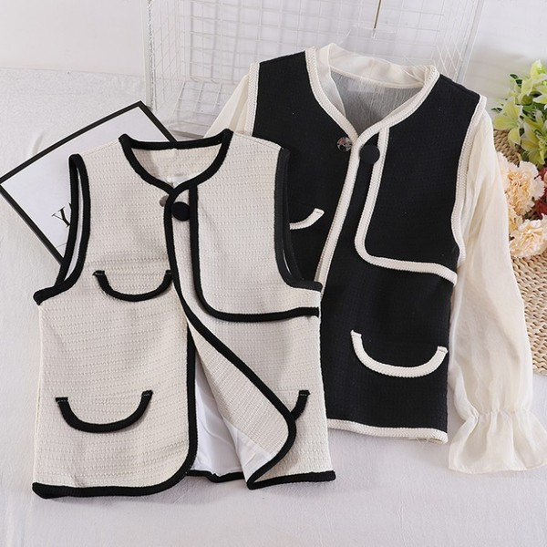 Ženski casual prsluk s gumbima i džepovima