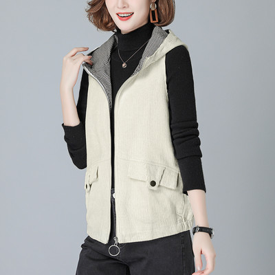 Ikdienas sieviešu veste no velveta ar kapuci