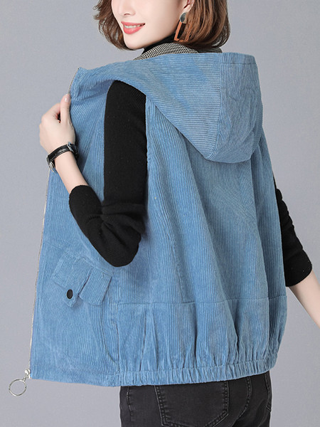 Ikdienas sieviešu veste no velveta ar kapuci