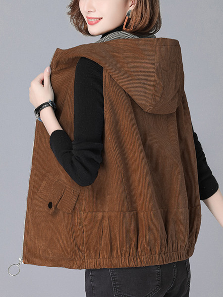 Ikdienas sieviešu veste no velveta ar kapuci