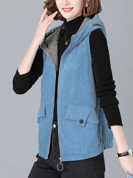 Ikdienas sieviešu veste no velveta ar kapuci