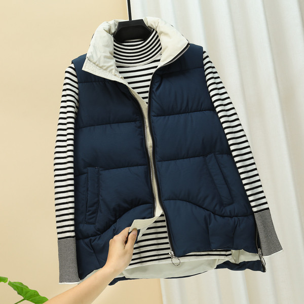 Vesta asimetrica dama cu guler inalt - inchidere cu fermoar