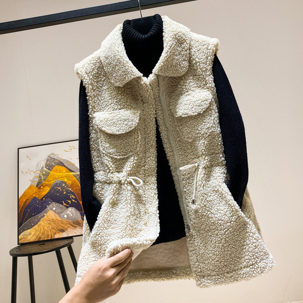 Γυναικείο γυλέκο με κορδόνια και τσέπες κατάλληλο για χειμώνα