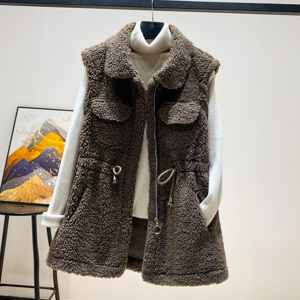 Γυναικείο γυλέκο με κορδόνια και τσέπες κατάλληλο για χειμώνα