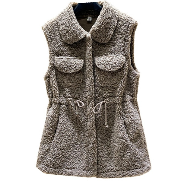 Γυναικείο γυλέκο με κορδόνια και τσέπες κατάλληλο για χειμώνα