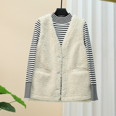 Uue mudeli naiste pehme vest spits-kaelusega ja taskutega