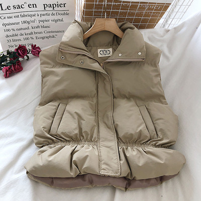 Naiste lühike kõrge krae ja taskutega vest