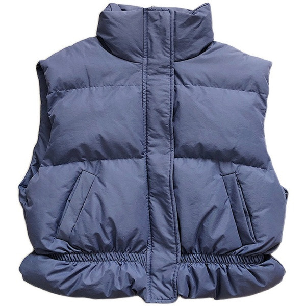 Naiste lühike kõrge krae ja taskutega vest