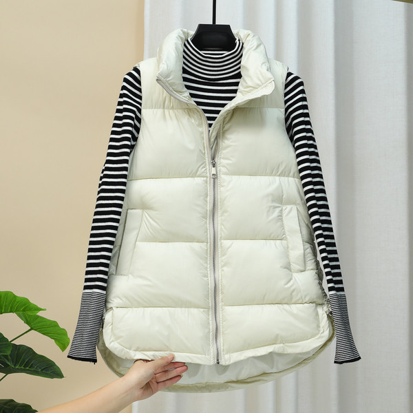 Naiste pikk kõrge kraega vest - asümmeetriline mudel