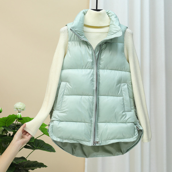 Naiste pikk kõrge kraega vest - asümmeetriline mudel