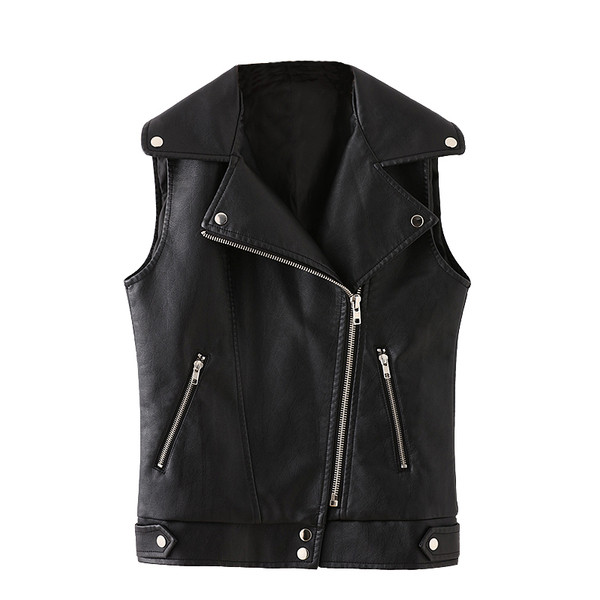 Moderna ādas veste ar rāvējslēdzējiem sievietēm