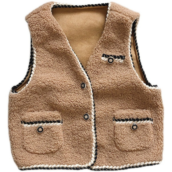 Moteriška pūkinė liemenė su V formos iškirpte ir kišenėmis