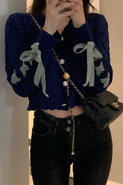 Kaasaegne naiste lühike kardigan spits-kaelusega