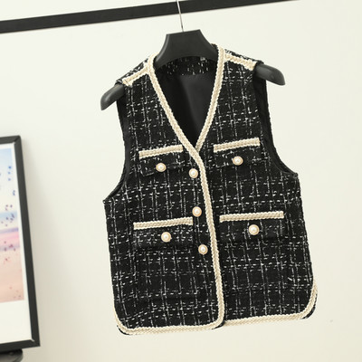 Nööpide ja spitsikaelusega naiste vest