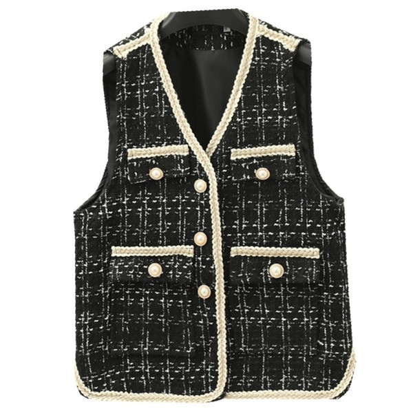 Nööpide ja spitsikaelusega naiste vest