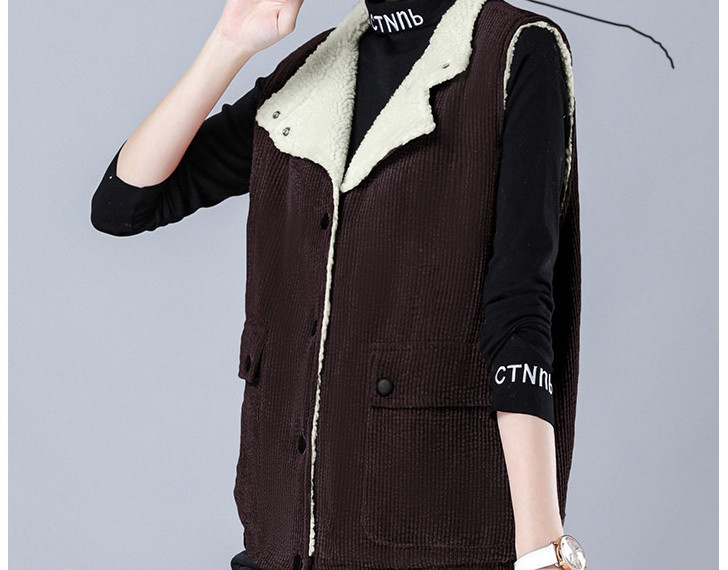 Šiuolaikinė moteriška liemenė iš velveto su sagomis ir dydžiais 3XL