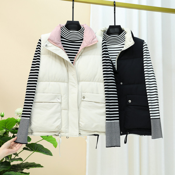 Γυναικείο γιλέκο casual  με τσέπες και ψηλό γιακά