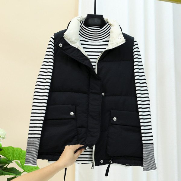 Γυναικείο γιλέκο casual  με τσέπες και ψηλό γιακά