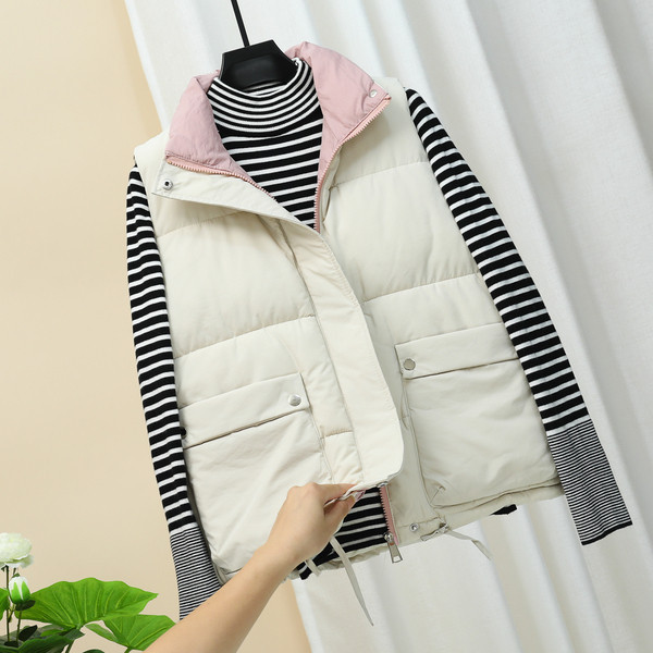 Γυναικείο γιλέκο casual  με τσέπες και ψηλό γιακά