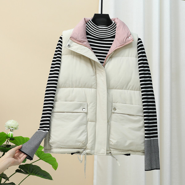 Γυναικείο γιλέκο casual  με τσέπες και ψηλό γιακά