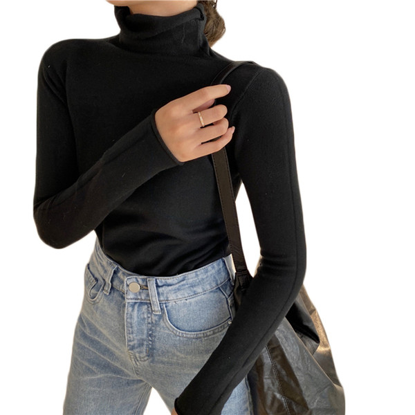 Naiste vabaaja liibuva kõrge kraega kampsun