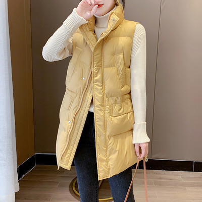 Pika krae ja taskutega naiste vest