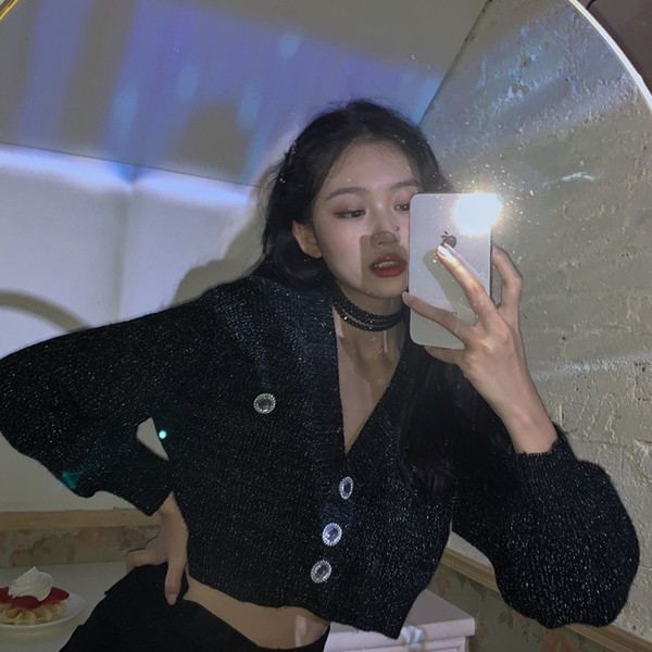 Moderni ženski široki kratki kardigan s gumbima