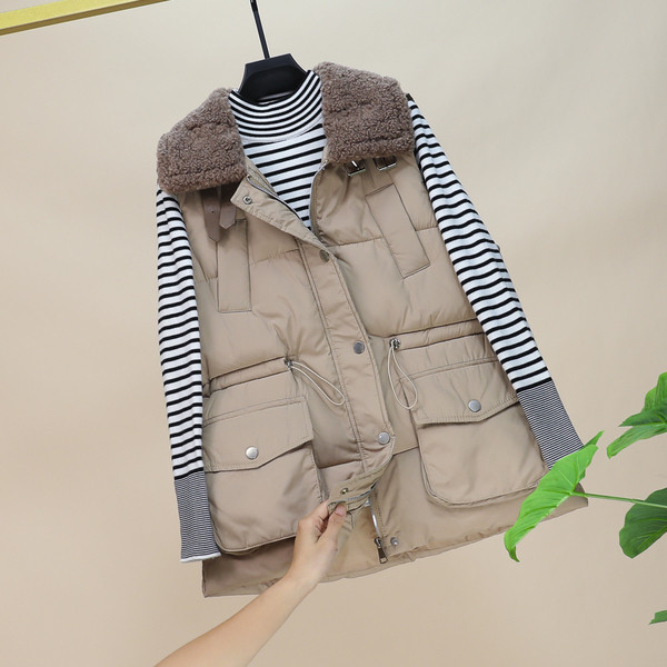 Novi model ženskog prsluka sa džepovima i mekom kragnom