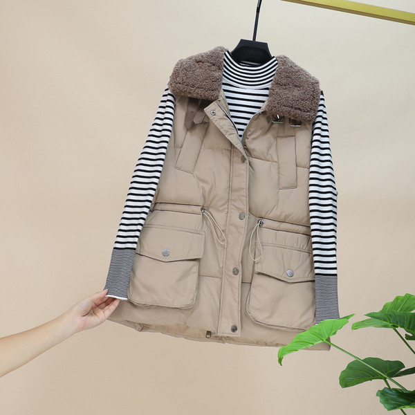 Novi model ženskog prsluka sa džepovima i mekom kragnom