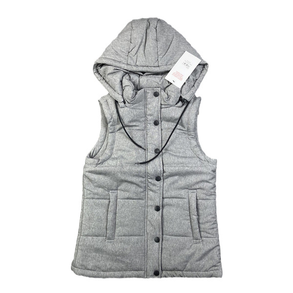 Naiste nööpidega talvevest koos kapuutsiga