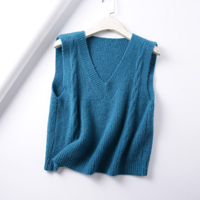 Κοντό πλεκτό πουλόβερ με λαιμόκοψη