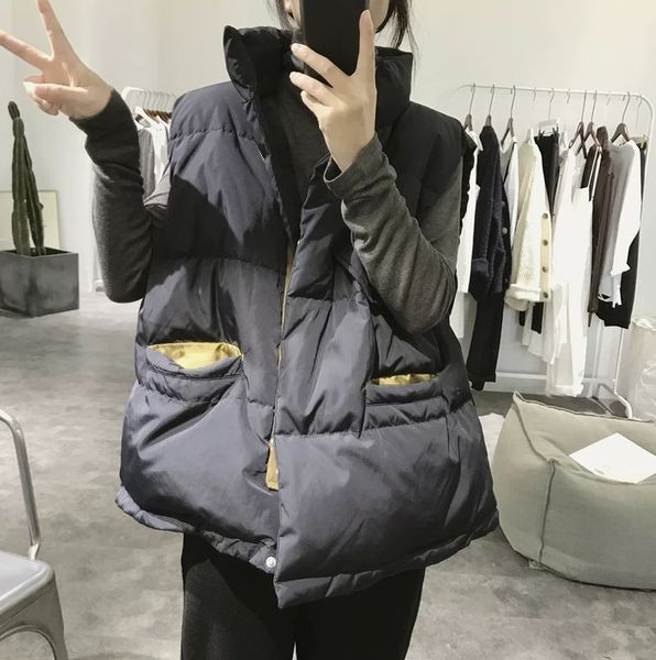 Vabaaja naiste vesti lai mudel kõrge krae ja taskutega