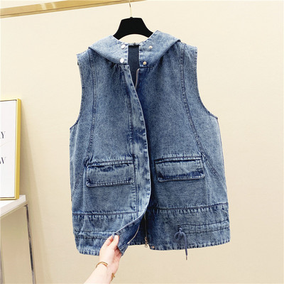 Naiste teksavest taskute ja kapuutsiga