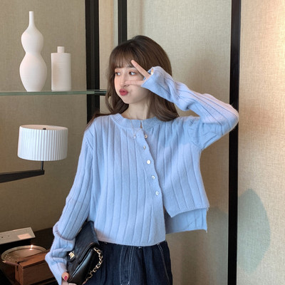 Moodne naiste vesti asümmeetriline ovaalse kaelusega mudel