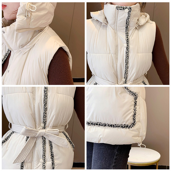 Naujo modelio moteriška liemenė su juosmens diržu ir gobtuvu