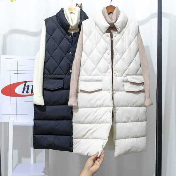 Uue mudeli kõrge kraega naiste pikk vest